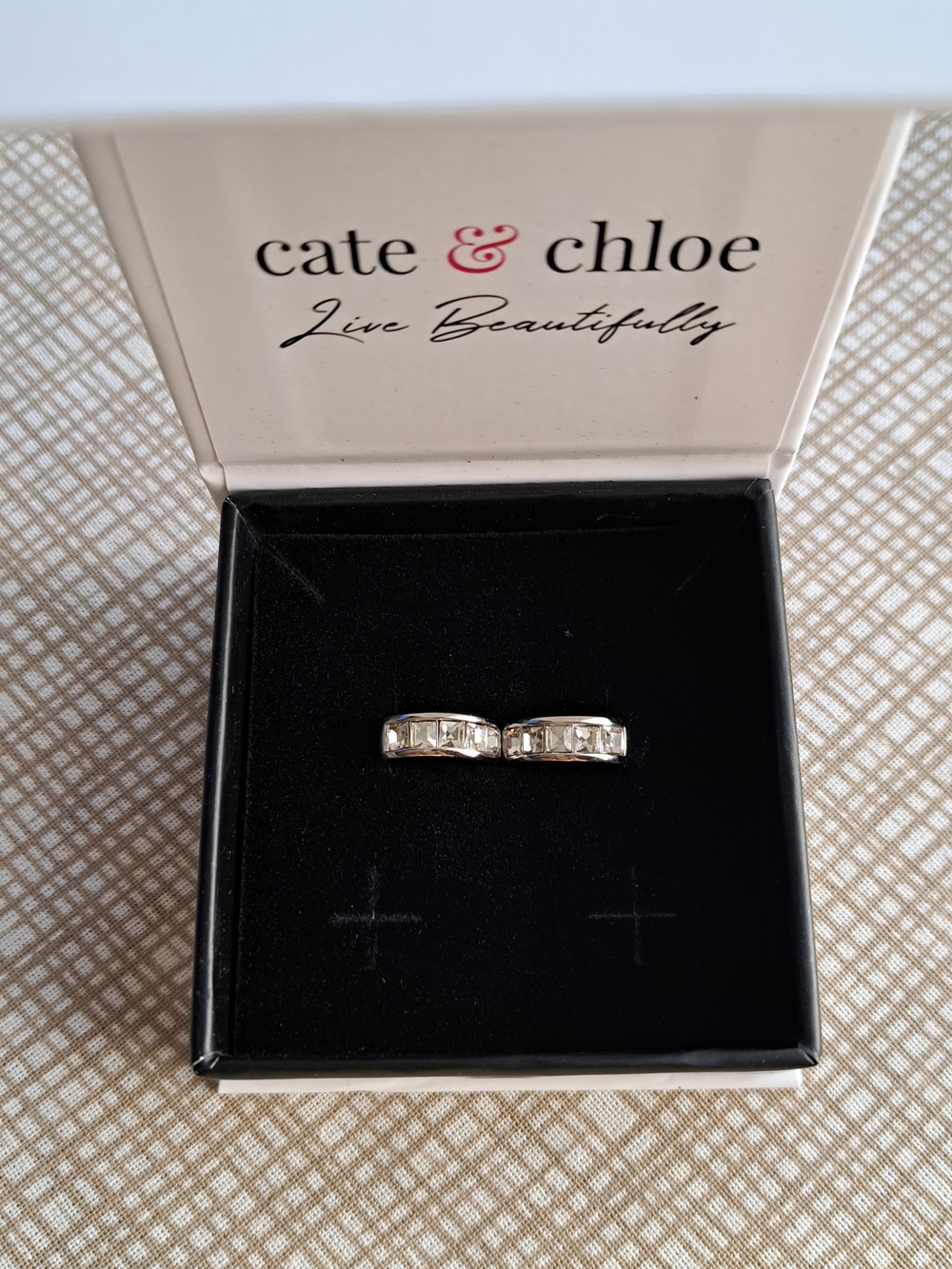 The Cate & Chloe Giselle 18k White Gold Plated 15mm Hoop Earrings with Swarovski
